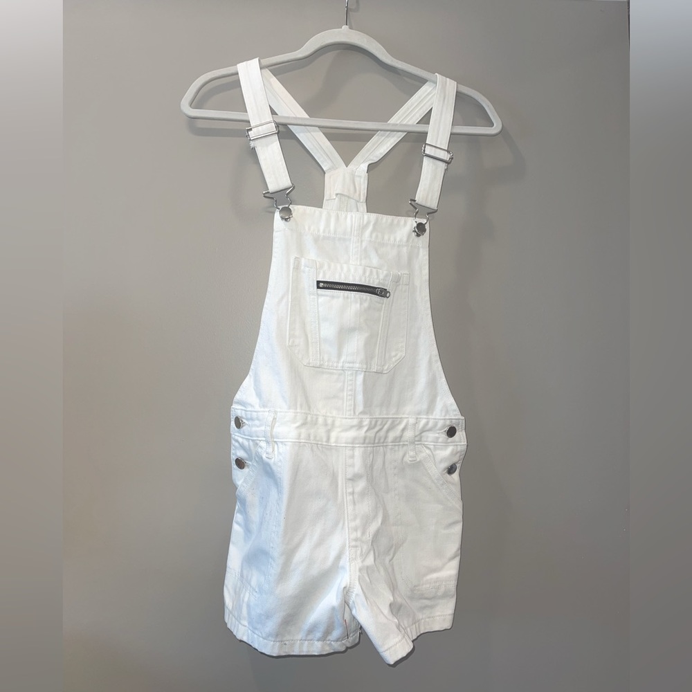 Abercrombie & Fitch white denim overall romper
